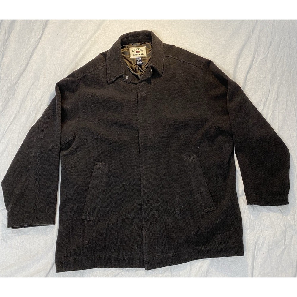 Cutter & Buck Black Wool-Blend Bomber Jacket